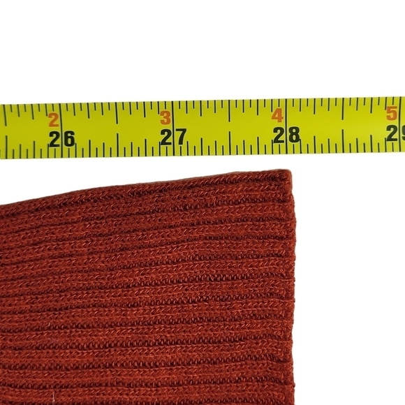 ASOS Midi Ribbed Knit Sweater Dress Size 24 Brown Rust Mock Neck Cut Out Front - Picture 10 of 11